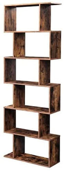 Boekenkast, met 6 niveaus, vrijstaand, decoratieve plank, , modern, , vintage bruin