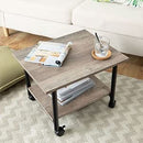 Printertafel, printerwagen met vergrendelbare wielen, printerstandaard op wielen met 2 niveaus, printerhouder industrieel design, 48,5 x 40 x 36,5 cm, grijs en zwart EBG02PS01