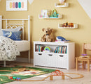 speelgoedopslag voor kinderen, opbergkast, speelgoedkast, opbergdoos met wielen, speelgoedrek, voor kinderkamer, 102 x 30 x 60 cm, wit LHS380W01