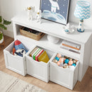 speelgoedopslag voor kinderen, opbergkast, speelgoedkast, opbergdoos met wielen, speelgoedrek, voor kinderkamer, 102 x 30 x 60 cm, wit LHS380W01