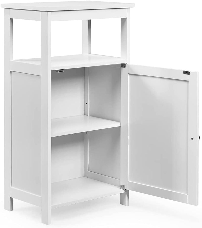 Badkamerkast, badkamert opbergkast, multifunctionele vrijstaande kast met enkele deur en verstelbare plank, wit