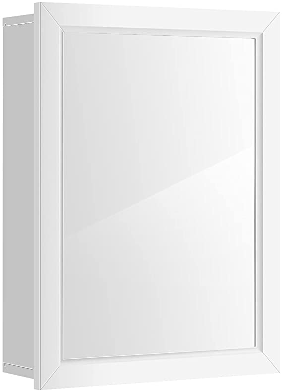 Gespiegelde badkamerkast, muur gemonteerde spiegelkast 50 x 16 x 66 cm (Wit)