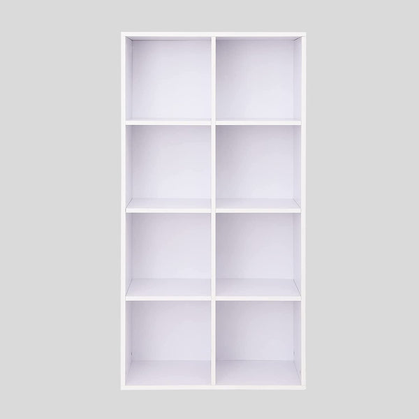 Boekenkast, boekenplank, met 8 vakken, vloerstaand,  wit