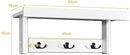kapstok, wandmontage kapstok met 3 dubbele haken en displayplank, rubberhout,  (Wit, 52 x 16 x 18 cm)