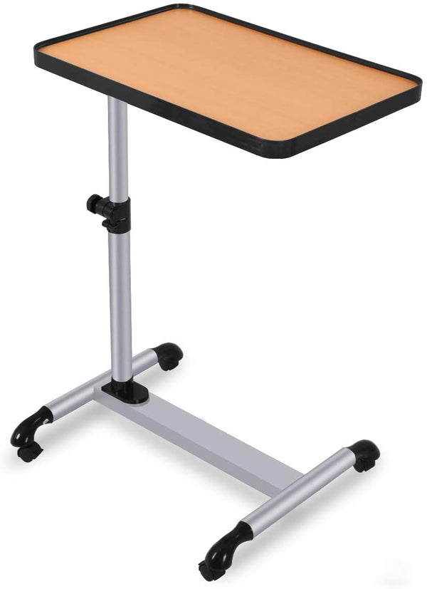 Laptoptafel overbed tafel, mobiele bedtafel, hoek & hoogte verstelbare bedtafel, zijtafel met afsluitbare wielen, mobiele laptop werkstation notitieboek tafel