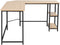 L-vormige bureau, kantoor/thuis bureau met twee opbergrek,  (Natuurlijk)