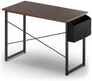 Bureau, computer bureau, 102cm computertafel, PC tafel, bureautafel, kantoortafel met zij-opslagzak, industriële PC-bureau, zwart metalen frame, ideaal voor thuis en op kantoor