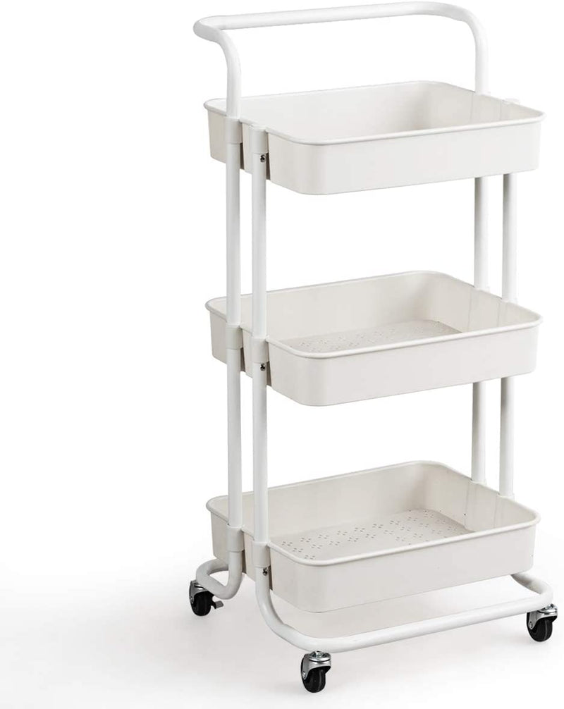 serveerwagen, keukentrolley met handgreep, metalen frame, badkamer opbergwagen keukenwagen,
