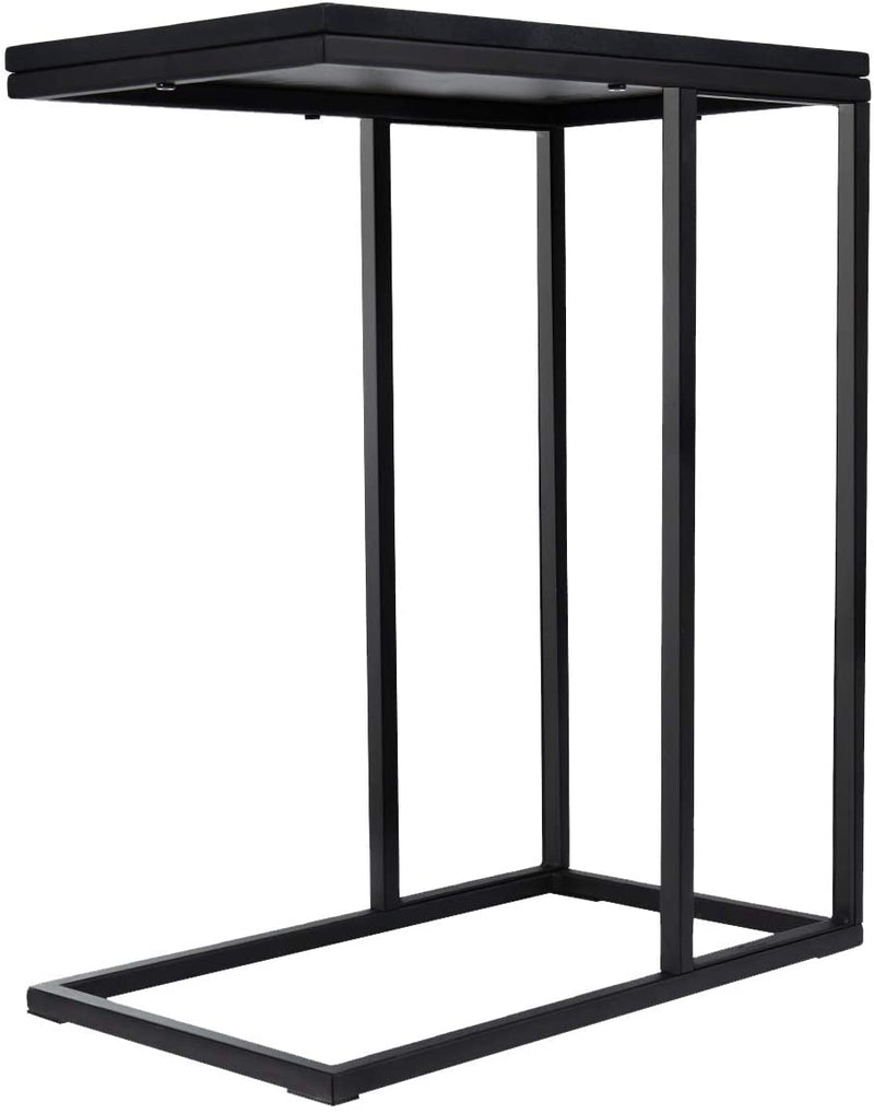Industriële Bijzettafel Nachtkastje, Zwart Hout Laptop Tafel Nachtkastje,