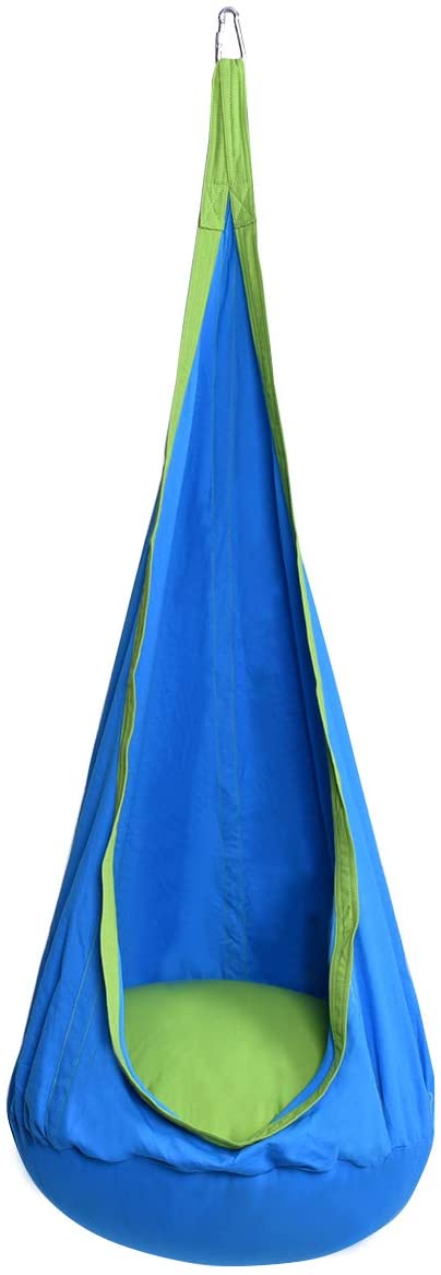 Hangstoel, Kinderzitje, met zitkussen, 3 Kleuren, 80 kg draagvermogen (Blauw)
