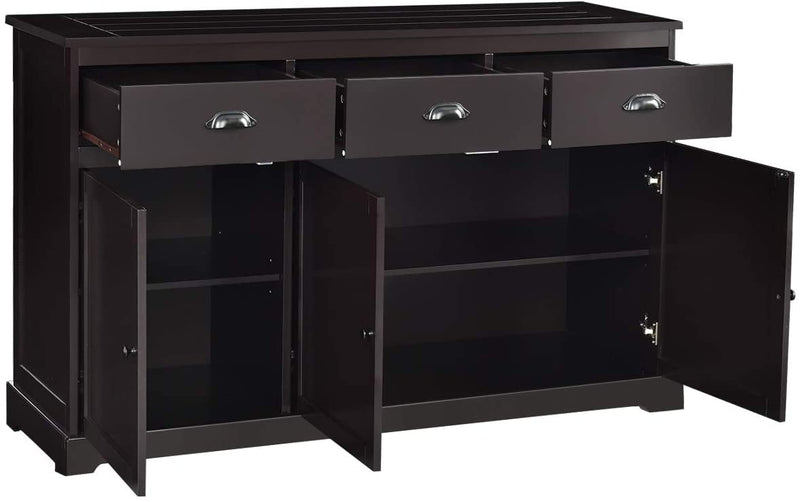 keukenkast dressoir met 3 lades en 3 deuren, verstelbare plank,  (Bruin)