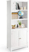 3-Planken boekenkast, staande boekenplank met dubbele deuren, opbergkast met 3 lagen , 74,5 x 35,5 x 181,5 cm (Wit)