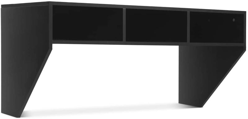 Muur gemonteerd zwevend computerbureau, hout PC werken studietafel computertafel bureau met 3 opbergplanken voor slaapkamer, woonkamer, 108 x 53 x 52cm (Zwart)