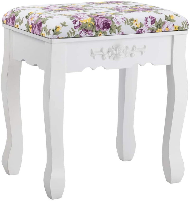 Kaptafel met opvouwbare spiegels, elegante make-up tafel en kussen set met 7 lades en open plank, kaptafel set voor thuis, appartement (Wit)