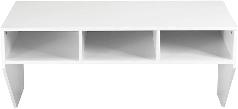 Muur gemonteerd  computerbureau, hout PC werken studietafel computertafel bureau met 3 opbergplanken voor slaapkamer, woonkamer, 108 x 53 x 52cm (Wit)