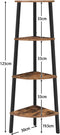 Hoekrek, staand rek, boekenkast met 4 planken, ladder-rek, stabiel stalen frame voor woonkamer, kantoor, ruimtebesparend, vintage EBF41CJ01