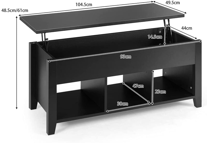Salontafel, multifunctionele moderne koffietafel cocktailtafel met in hoogte verstelbare (Zwart)