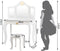 Kinderen kaptafel en stoel Set, make-up kaptafel met lade & Drievoudige vouwbare spiegel, 2 in 1 ijdelheid set met afneembare top,  (Wit)