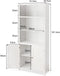 3-Planken boekenkast, staande boekenplank met dubbele deuren, opbergkast met 3 lagen , 74,5 x 35,5 x 181,5 cm (Wit)