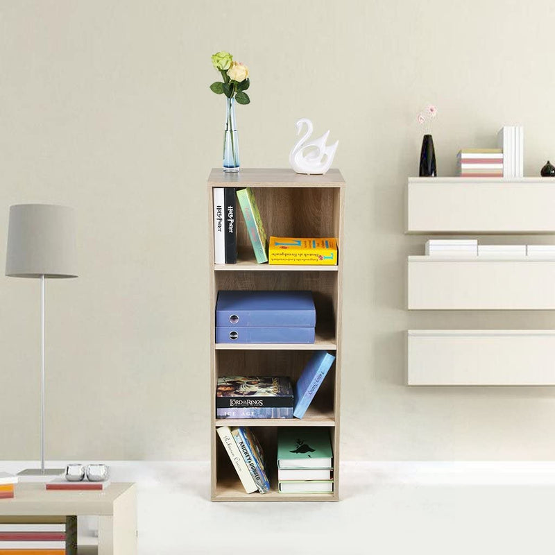 Boekenkast, staande boekenkast, met 4 vakken, in hoogte verstelbare planken,  40 x 24 x 121,5 cm, eiken kleur