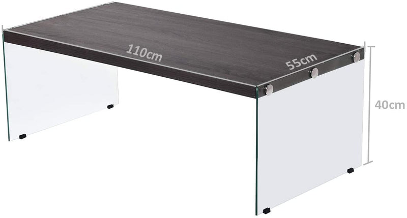 Moderne salontafel met MDF Top gehard glazen poten