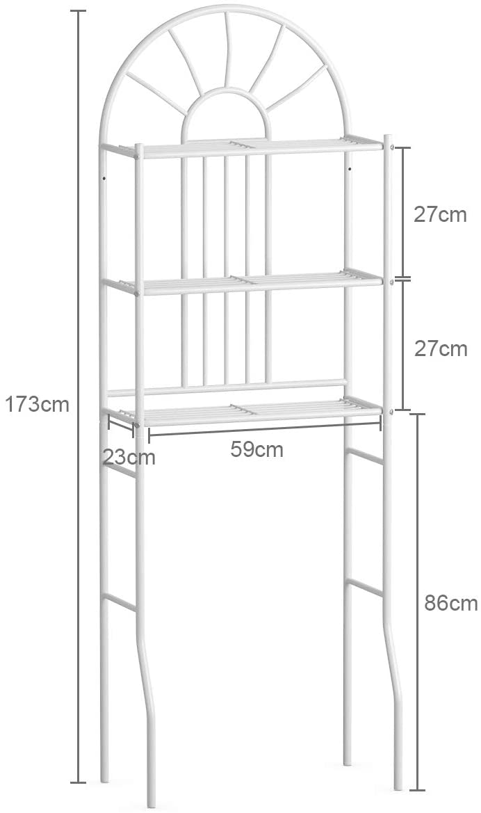 3-planken badkamerkast organizer boven het toilet,  59 x 33 x 173cm