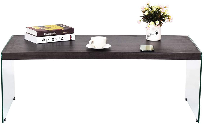 Moderne salontafel met MDF Top gehard glazen poten