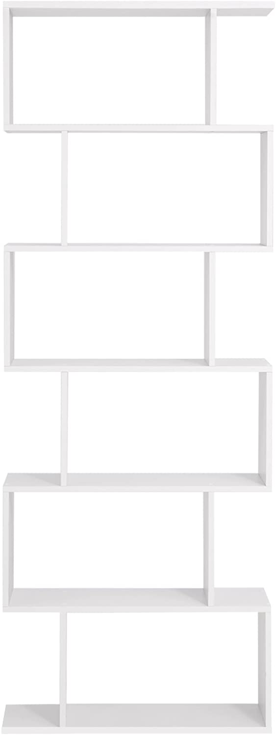 Boekenkast, met 6 niveaus, vrijstaand, kantoorplank, decoratieve plank, , wit LBC61WT