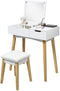 Kaptafel set met opklapbare spiegel,  kaptafel met gedempte kruk, opvouwbaar bureau met lade,  makeup kaptafel