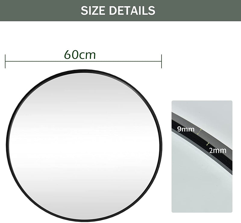 60cm ronde muur spiegel, ronde spiegel met metalen frame, decoratieve muur spiegel, make-up spiegel, HD spiegel voor ingang,