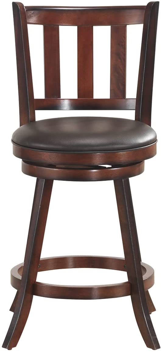 Set van 2 barkrukken, balie hoogte barkruk met draaibare zitting, ergonomische rugleuning & voetsteun, beklede barstoelen set geschikt voor eetkamer, keuken, bar, cafe