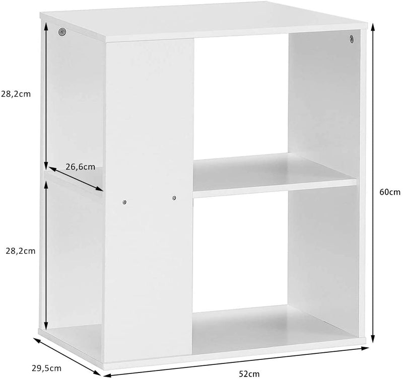 3-laagse bijzettafel, modern nachtkastje met open opbergrekken, (Wit)