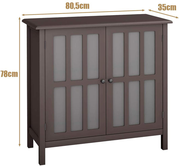 Dressoir, opbergkast met glazen deur, consoletafel keukenkast zijkast, 80,5 x 35 x 78 cm (Bruin)