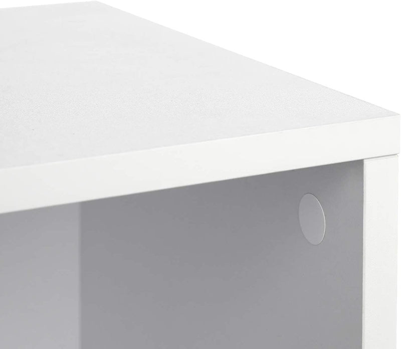 Boekenplank met 6 vakken, staande plank, boekenkast met 4 deuren, opbergkast, modern, wit-grijs LBC28WG