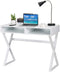 Moderne Schrijfbureau, Multifunctionele Tafel met 2 Laden, MDF Bureaublad en ijzeren tafelpoten, Computer Bureau