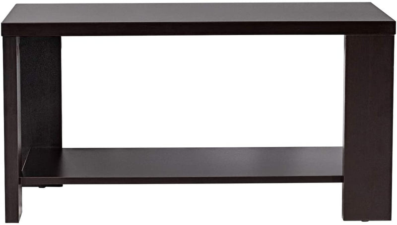 Houten salontafel, 2-laags rechthoekige cocktailtafel met open opbergplank, 80 x 40 x 42 cm (Koffie)