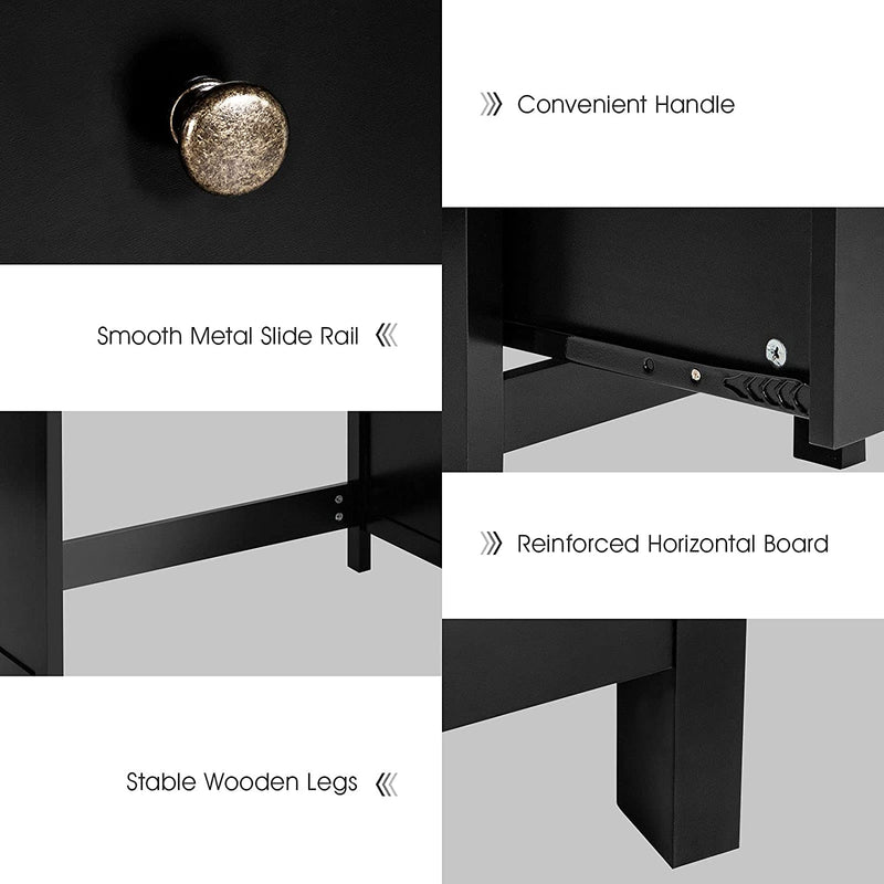 Computerbureau 120 cm met 3 laden, thuiskantoor studie bureau met ruime bureaublad, computertafel pc-tafel, moderne laptop bureau, multifunctioneel computer bureau (Zwart)