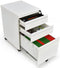 3 Lades verrijdbare archiefkast met slot, mobiele archiefkast met 2 sleutels en handgrepen, 40 x 50 x 64,5 cm (Wit)