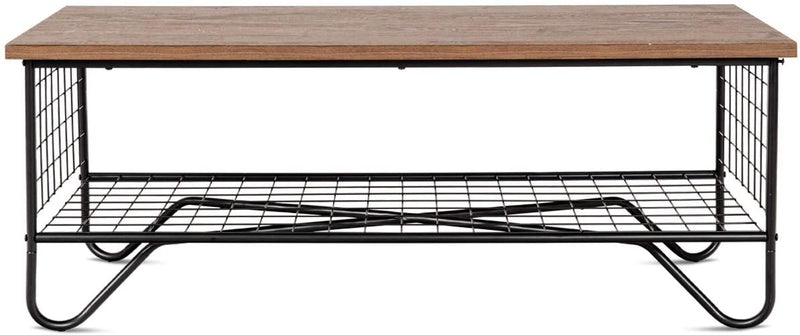 salontafel, cocktailtafel met open opbergplank  metalen frame,, vintage