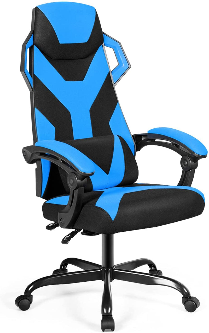 Hoge rugleuning gamingstoel, verstelbare racing style  (Blauw)