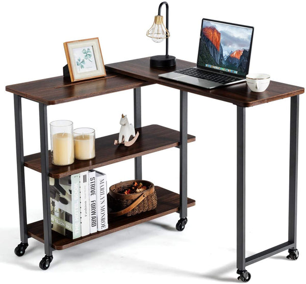 L-vormige zij tafel links of rechts geconfronteerd met de hoek balie met rollende wielen beweegbare tafelblad