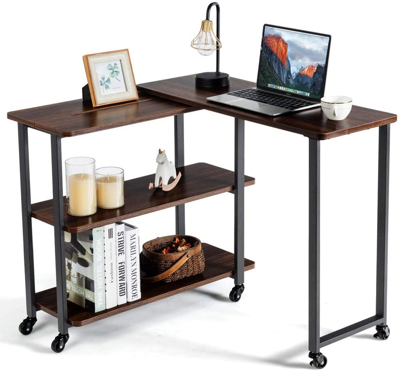 L-vormige zij tafel links of rechts geconfronteerd met de hoek balie met rollende wielen beweegbare tafelblad