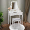 Kaptafel set met rechthoekige spiegel en gedempte kruk, make-up tafel met 10 LED-dimbare gloeilampen, met 5 laden(Zwart)