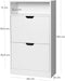 Schoenenkast met 2 kleppen, schoenenrek met extra vak, schoenenorganizer, melaminecoating, 60 x 24 x 102 cm, wit