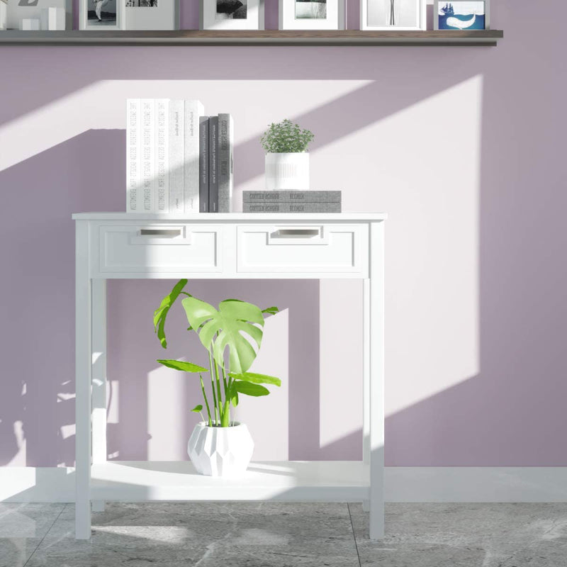 Console tafel,  met 2 lades en onderplank,   Ingangstafel met Massief houten poten