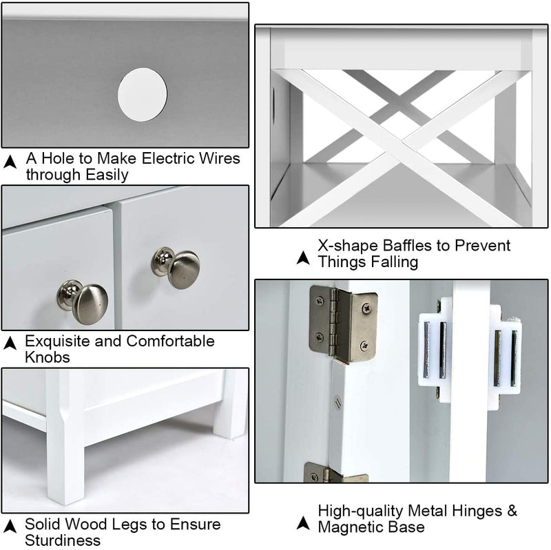 TV Meubel -lowboard, houten opbergconsole, moderne vrijstaande tv-kast, media entertainment center, multifunctionele home woonkamer tv-meubel, tv-plank met draad gat (Wit)