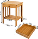 Bamboe bijzettafel set van 2, multifunctionele 2-laags nachtkastje met lade & opbergrek, compact eindtafel voor woonkamer, slaapkamer, studeerkamer, 40 x 35 x 51 cm