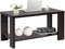 Houten salontafel, 2-laags rechthoekige cocktailtafel met open opbergplank, 80 x 40 x 42 cm (Koffie)