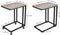 Bijzettafel, salontafel, eenvoudig te monteren, stabiel, salontafel op wielen, met metalen frame, industrieel ontwerp, grijs-zwart LNT050B02