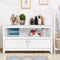 TV Meubel -lowboard, houten opbergconsole, moderne vrijstaande tv-kast, media entertainment center, multifunctionele home woonkamer tv-meubel, tv-plank met draad gat (Wit)